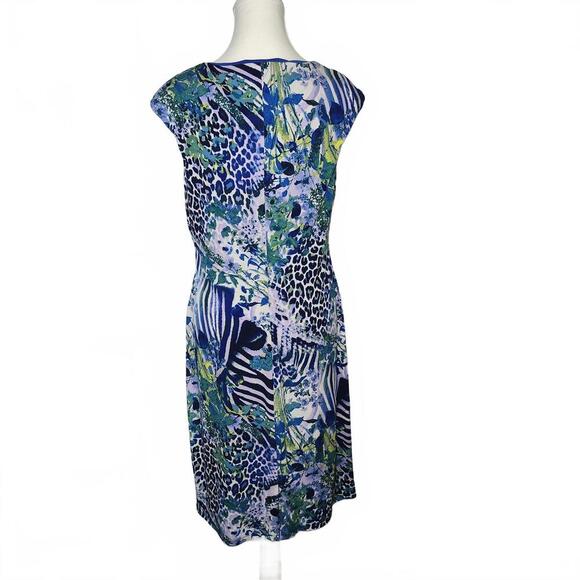 Connected Apparel Women's Blue Floral Animal Print Dress Size 12 - Picture 4 of 9